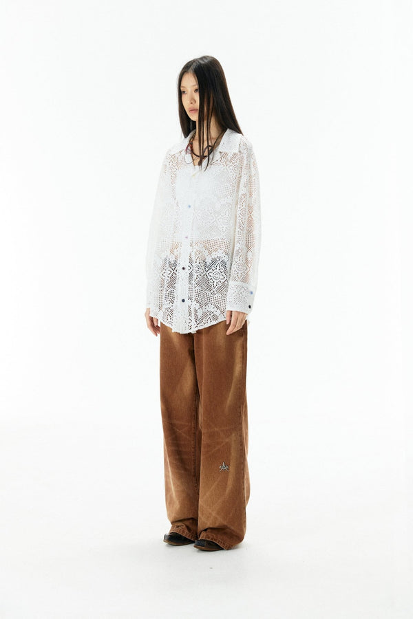 Ripple Lace Hollow - Out White Shirt - COPPING THREADS - APRIORITY