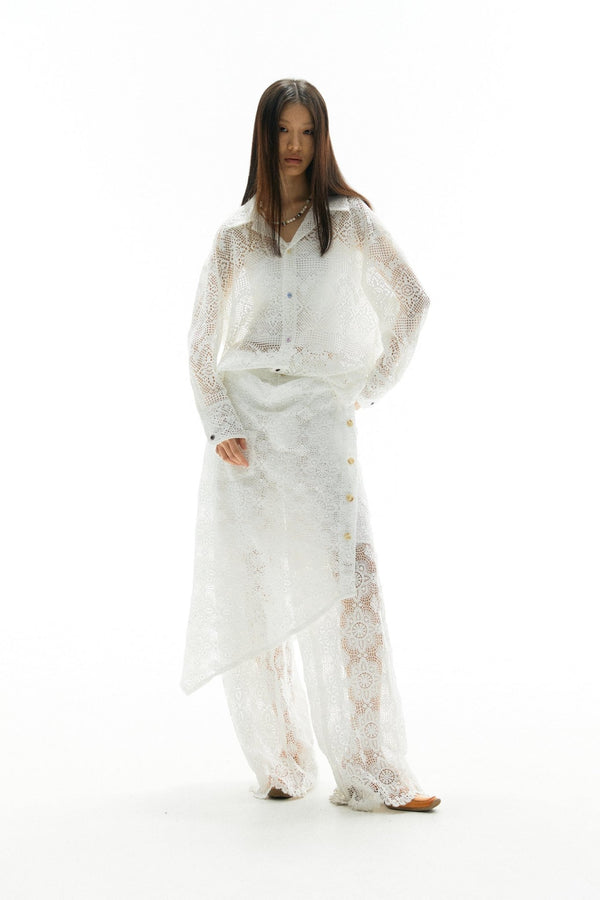 Ripple Lace Hollow - Out White Shirt - COPPING THREADS - APRIORITY