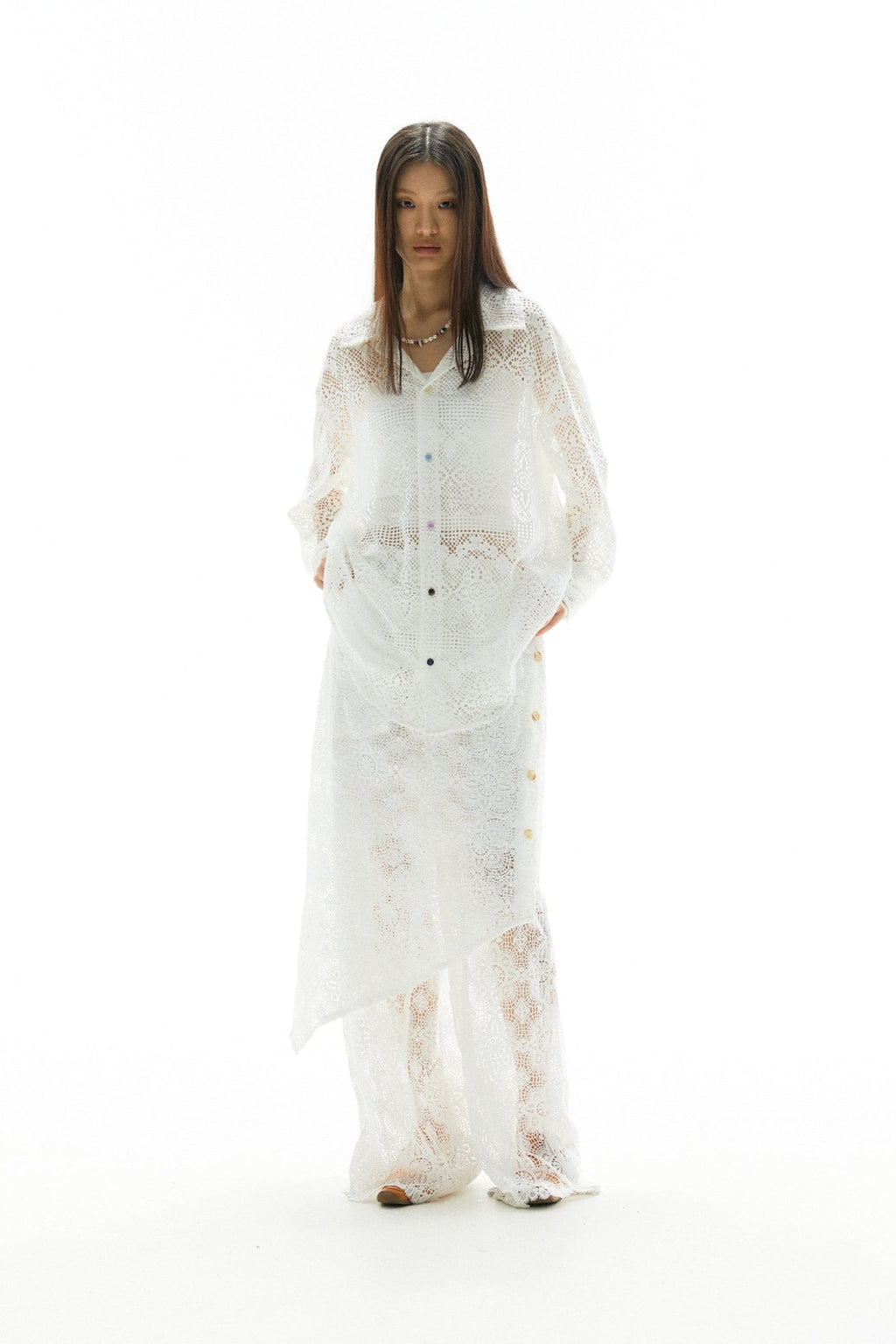 Ripple Lace Hollow - Out White Shirt - COPPING THREADS - APRIORITY