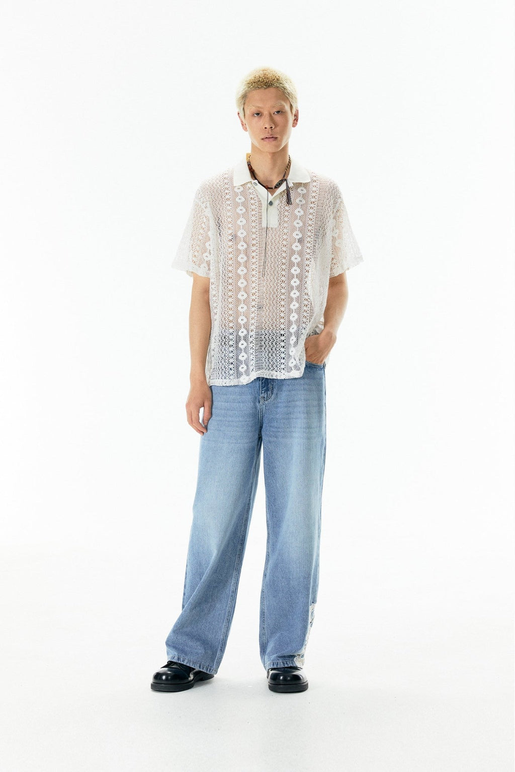 Ripple Lace Polo Tee - COPPING THREADS - APRIORITY