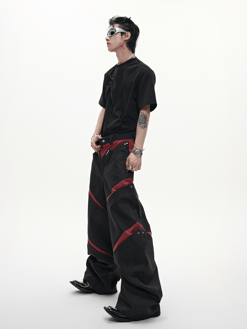 Rivet Accents Multi - Panel Wide - Leg Cargo Pants - COPPING THREADS - ArguE CulturE