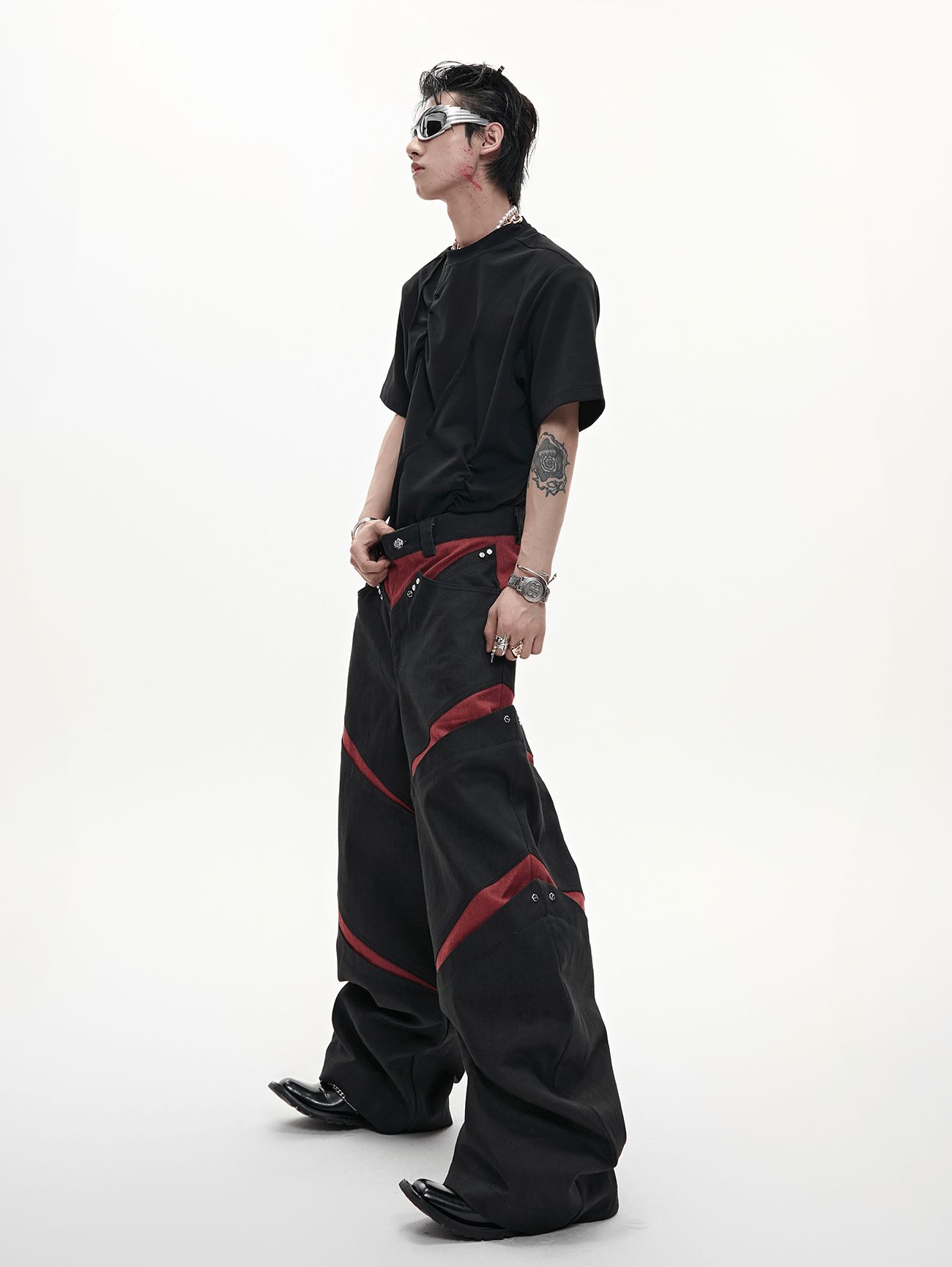 Rivet Accents Multi - Panel Wide - Leg Cargo Pants - COPPING THREADS - ArguE CulturE