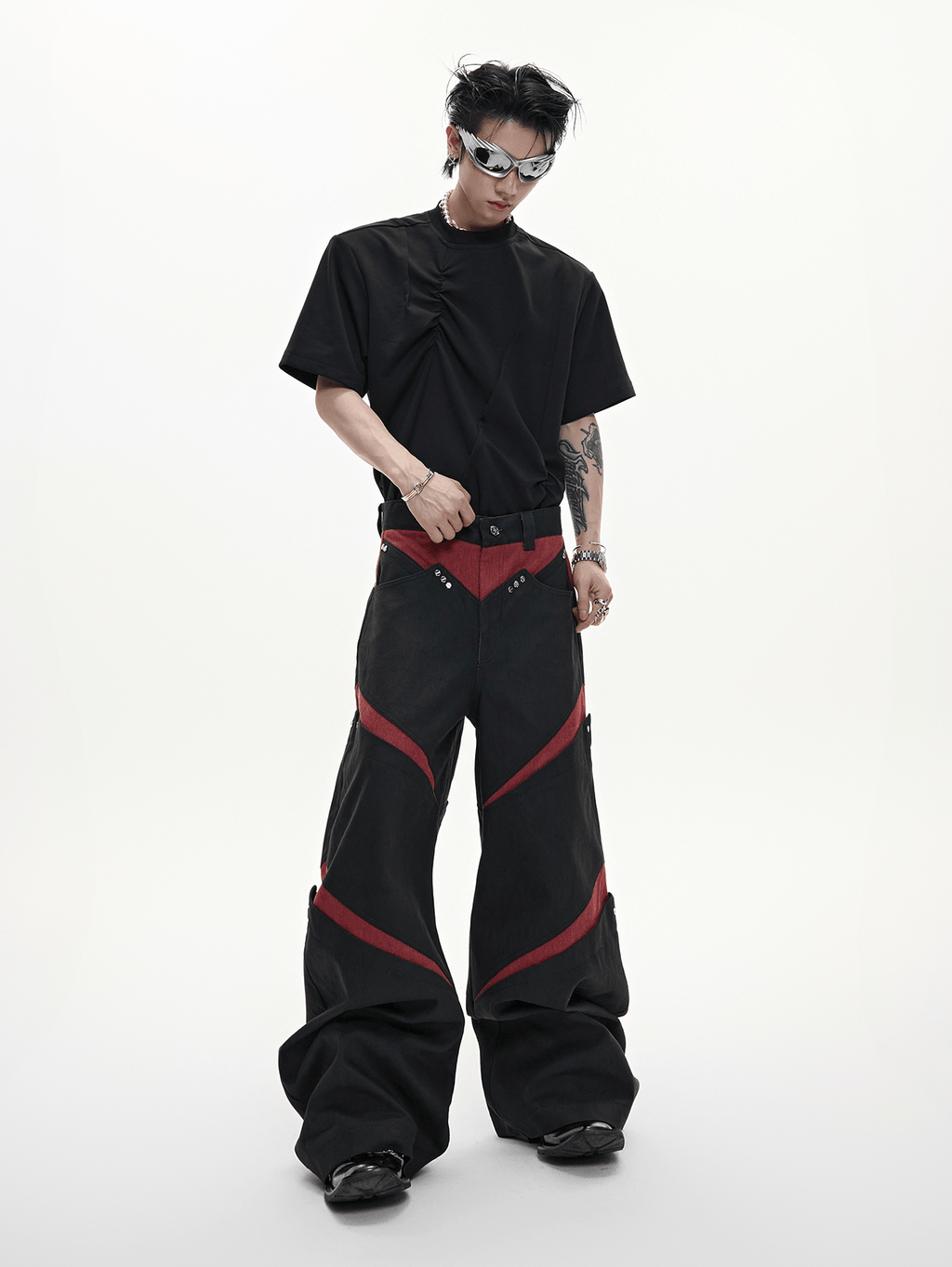 Rivet Accents Multi - Panel Wide - Leg Cargo Pants - COPPING THREADS - ArguE CulturE
