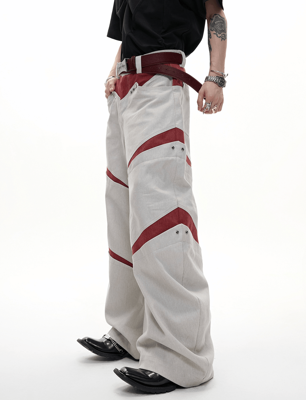 Rivet Accents Multi - Panel Wide - Leg Cargo Pants - COPPING THREADS - ArguE CulturE