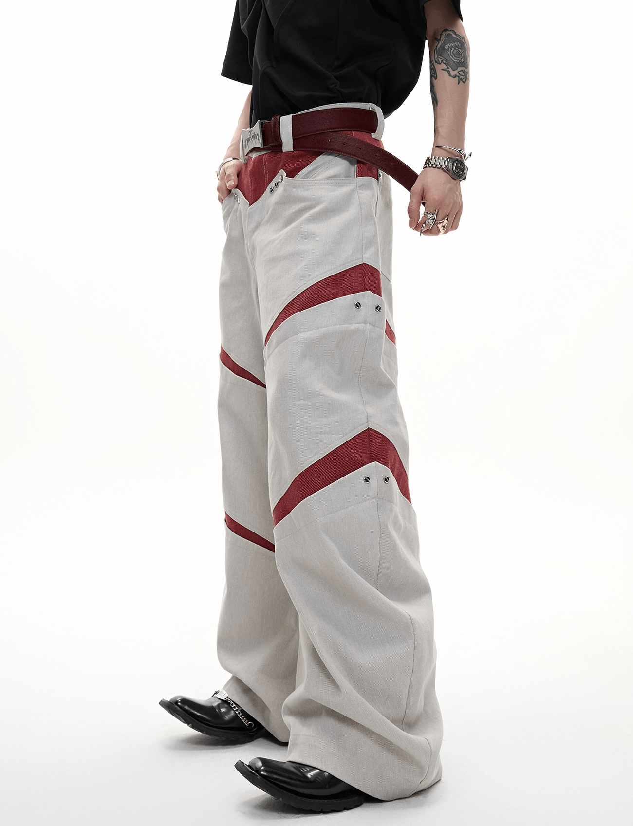 Rivet Accents Multi - Panel Wide - Leg Cargo Pants - COPPING THREADS - ArguE CulturE