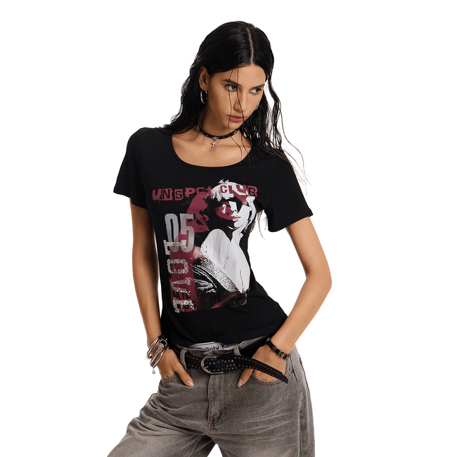 Rock Girl Fitted Scoop Neck Tee Main Image