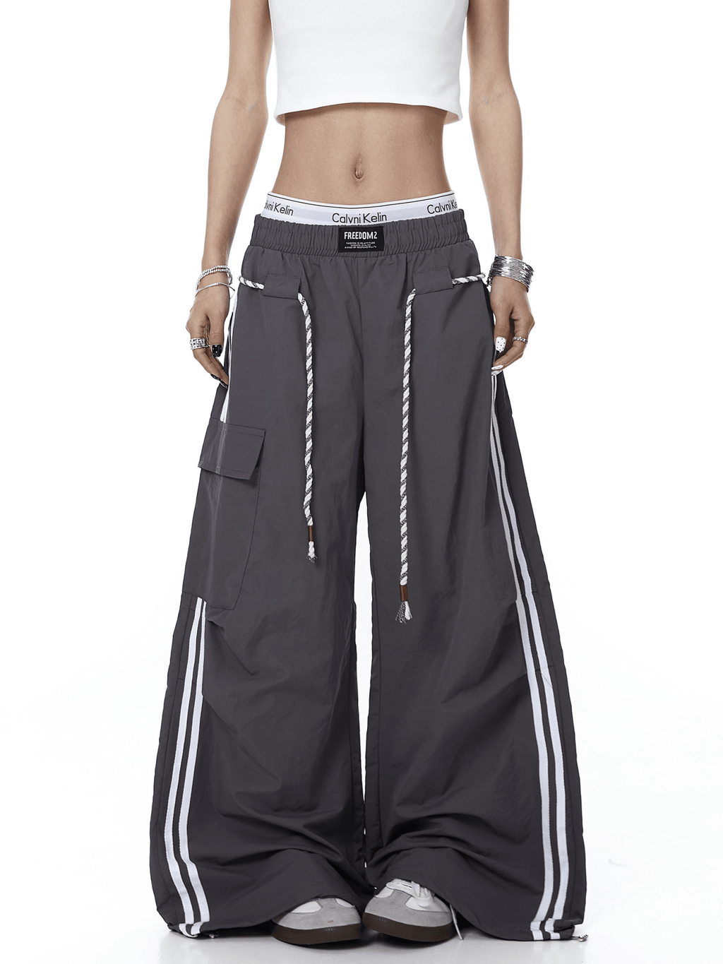Rope - Waist Contrast Stripe Parachute Cargo Pants - COPPING THREADS - CT Select