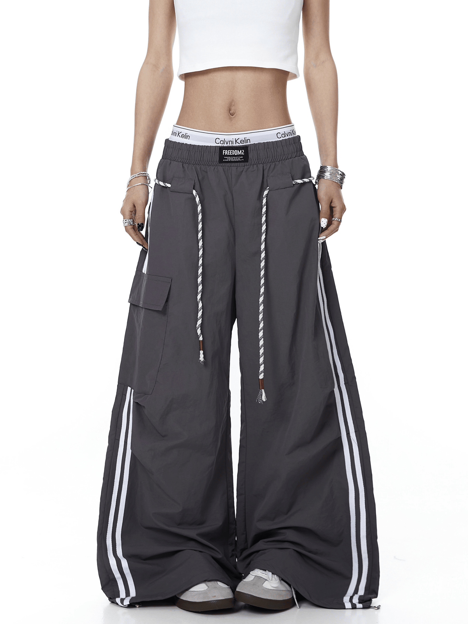 Rope - Waist Contrast Stripe Parachute Cargo Pants - COPPING THREADS - CT Select