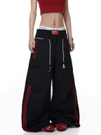 Rope - Waist Contrast Stripe Parachute Cargo Pants - COPPING THREADS - CT Select