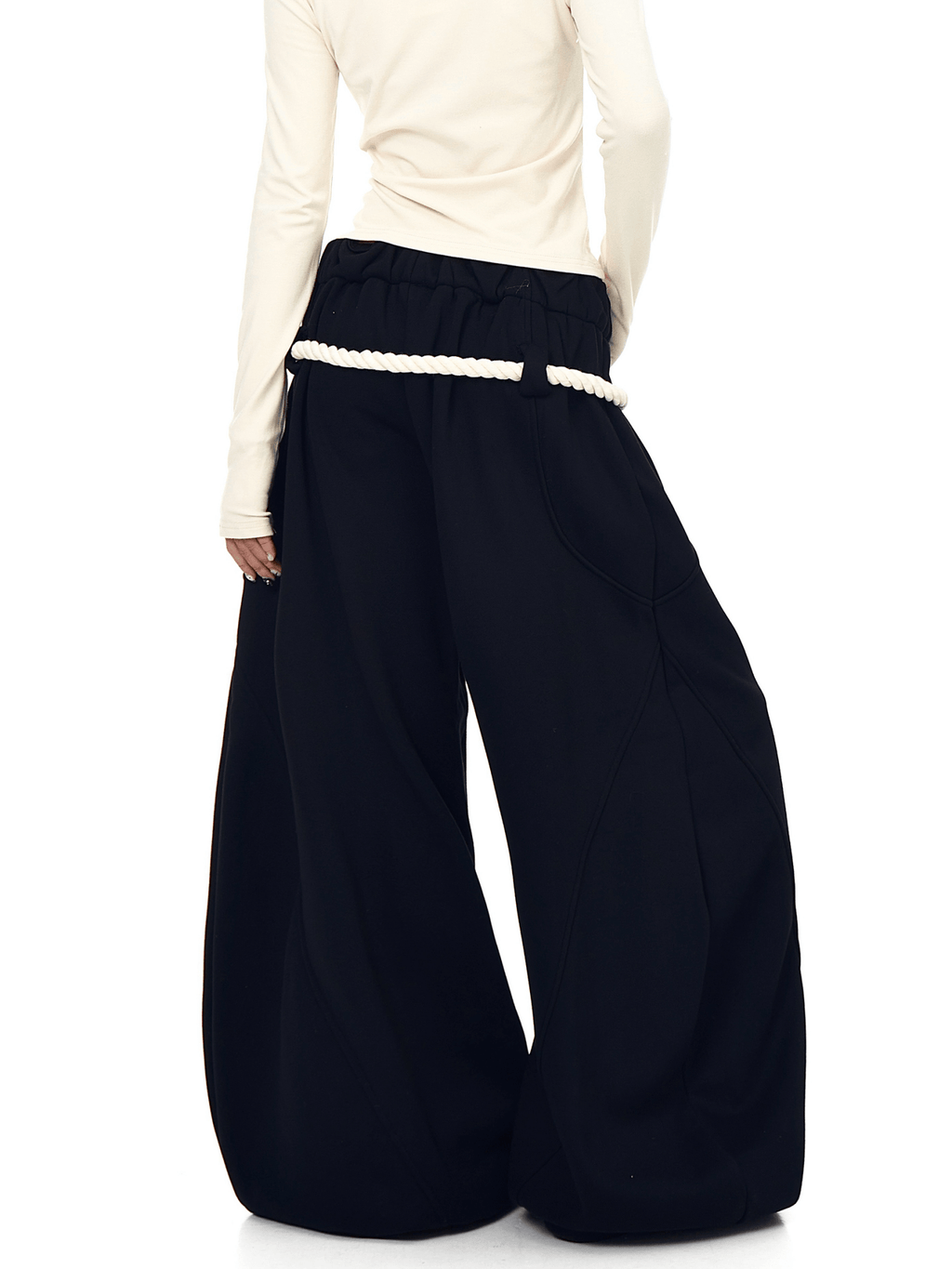 Sweatpants With Rope Rope-Waist Wide-Leg Sweatpants | Deconstructed Barrel Fleece Pants by ...
