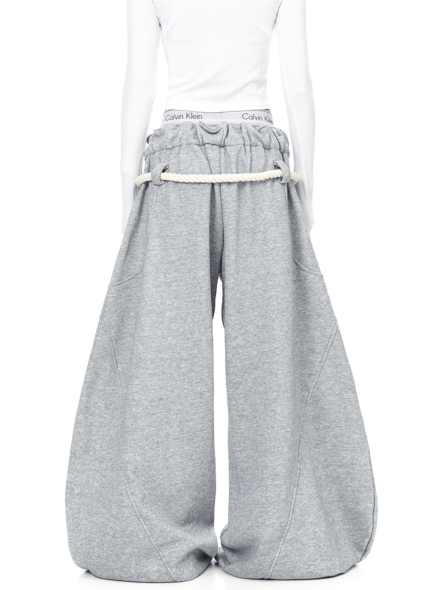 Rope-Waist Deconstructed Wide-Leg Sweatpants Secondary image