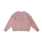 Round Neck Fair Isle Butterfly Pattern Knitted Cardigan - COPPING THREADS - MOROMORO