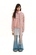 Round Neck Fair Isle Butterfly Pattern Knitted Cardigan - COPPING THREADS - MOROMORO