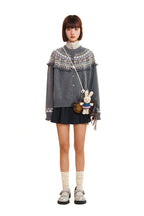 Round Neck Fair Isle Butterfly Pattern Knitted Cardigan - COPPING THREADS - MOROMORO