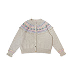 Round Neck Fair Isle Butterfly Pattern Knitted Cardigan - COPPING THREADS - MOROMORO