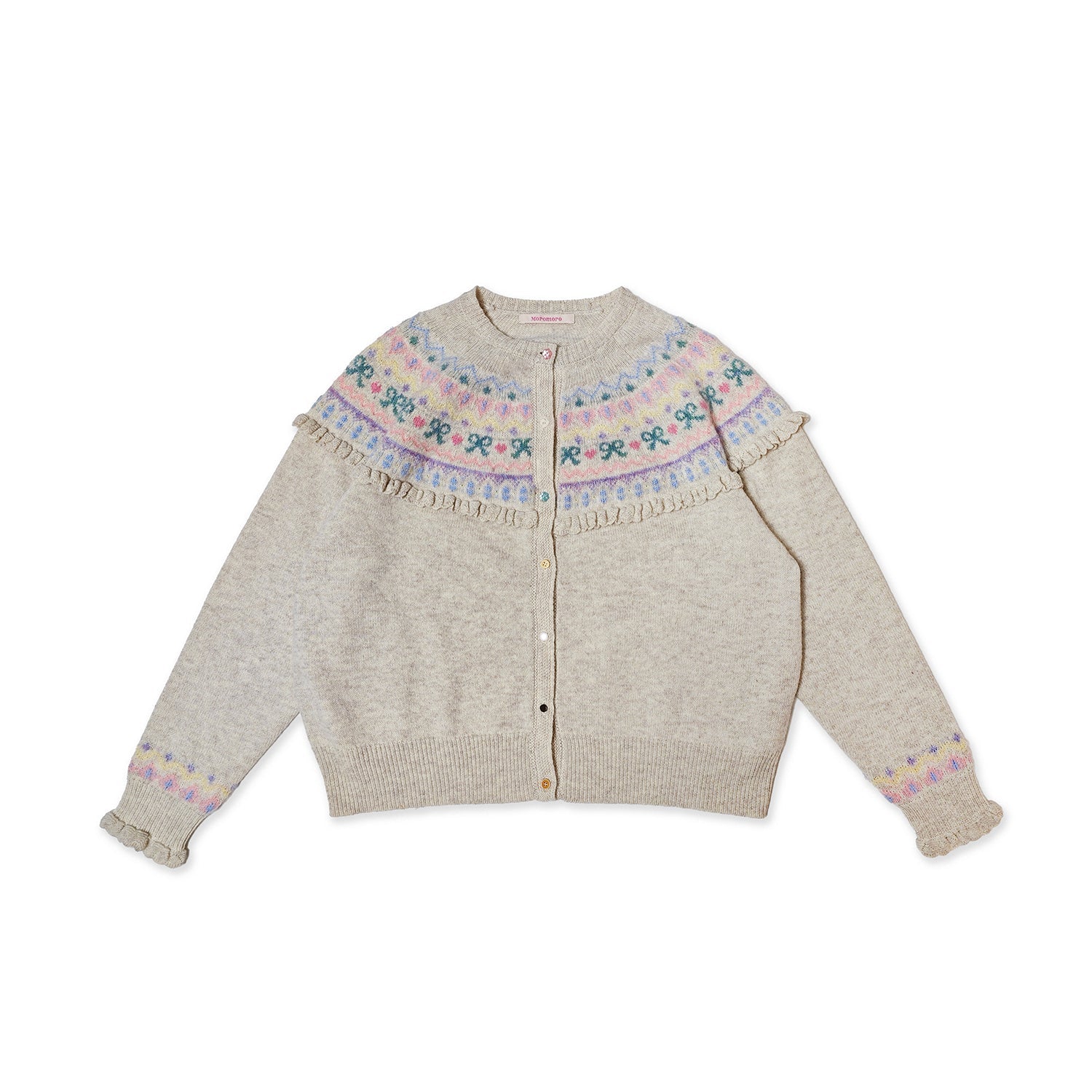 Round Neck Fair Isle Butterfly Pattern Knitted Cardigan - COPPING THREADS - MOROMORO