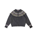 Round Neck Fair Isle Butterfly Pattern Knitted Cardigan - COPPING THREADS - MOROMORO