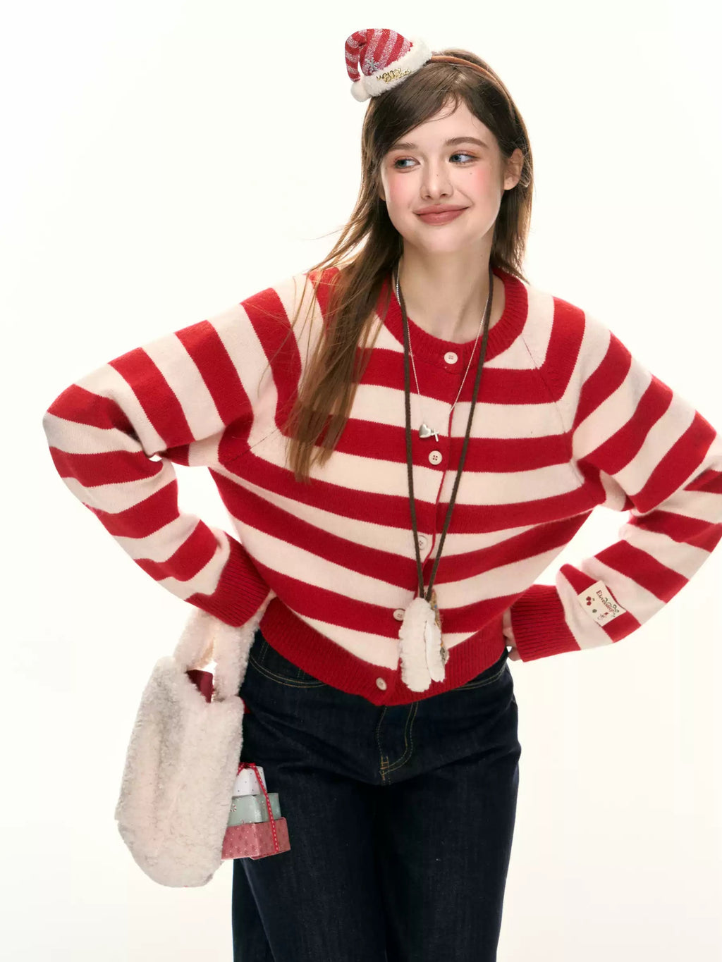 Round Neck Striped Button - Up Knit Cardigan Sweater - COPPING THREADS - ELEVEN SLEEP