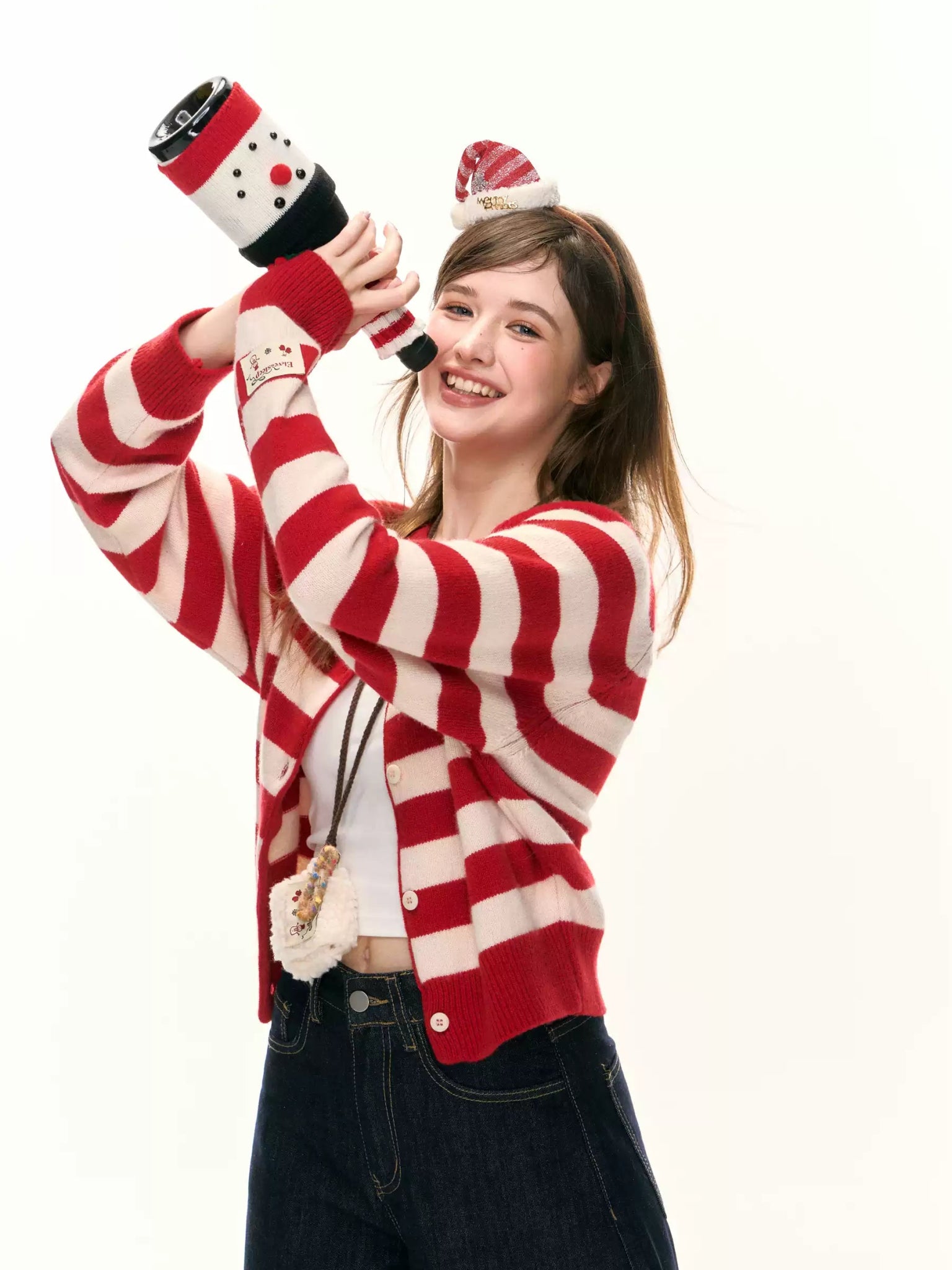 Round Neck Striped Button - Up Knit Cardigan Sweater - COPPING THREADS - ELEVEN SLEEP