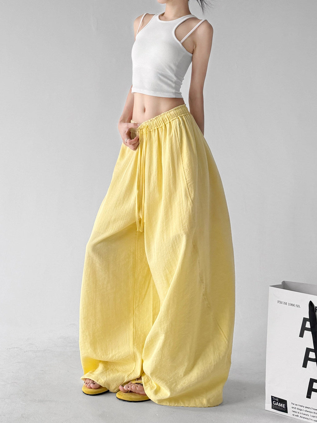 Rounded-Volume Drawstring Wide-Leg Pants - CT66176 - COPPING THREADS - CT ORIGINALS