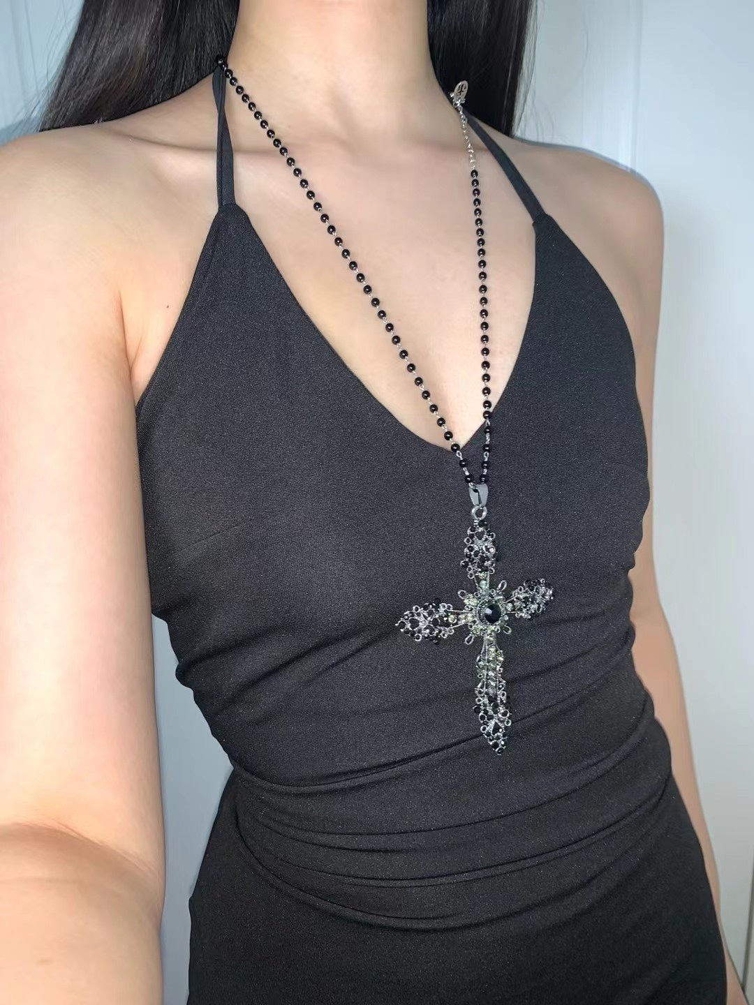 Royal Court Cross Beaded Necklace - COPPING THREADS - TNYP Main image