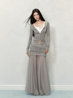 Ruched Mesh Panel Maxi Skirt - COPPING THREADS - AGAM