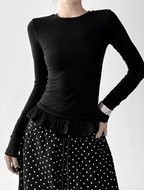 Ruffle Hem Fitted Long Sleeve Top - CT52154 - COPPING THREADS - CT Select