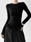Ruffle Hem Fitted Long Sleeve Top - CT52154 - COPPING THREADS - CT Select