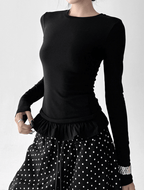 Ruffle Hem Fitted Long Sleeve Top - CT52154 - COPPING THREADS - CT Select