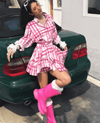 Ruffle Plaid Shirt Dress - COPPING THREADS - Yokuku