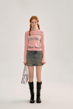 Ruffle Trim Bow Pattern Knit Cardigan - COPPING THREADS - CHICISLAND