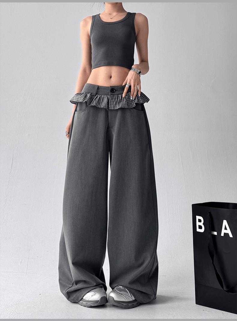 Ruffle Waist Pleated Wide - Leg Trousers - COPPING THREADS - CT Select