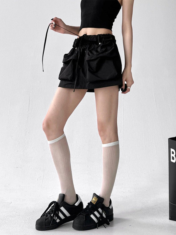Ruffle-Waist Utility Shorts - CT04201 - COPPING THREADS - CT ORIGINALS