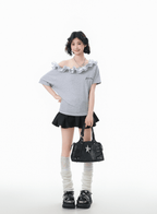 Ruffled Off - Shoulder Asymmetrical Tee - COPPING THREADS - CHICISLAND