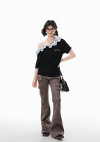 Ruffled Off - Shoulder Asymmetrical Tee - COPPING THREADS - CHICISLAND