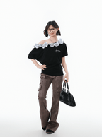 Ruffled Off - Shoulder Asymmetrical Tee - COPPING THREADS - CHICISLAND