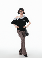 Ruffled Off - Shoulder Asymmetrical Tee - COPPING THREADS - CHICISLAND