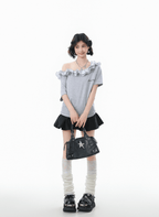 Ruffled Off - Shoulder Asymmetrical Tee - COPPING THREADS - CHICISLAND
