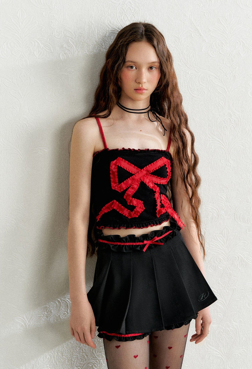 Ruffled Trim Pleated Skirt - COPPING THREADS - AYF