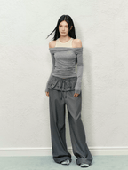 Ruffled Waist Faux Two - Piece Wide - Leg Trousers - COPPING THREADS - AGAM