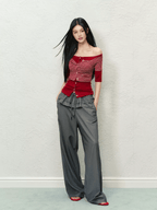 Ruffled Waist Faux Two - Piece Wide - Leg Trousers - COPPING THREADS - AGAM