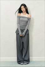 Ruffled Waist Faux Two - Piece Wide - Leg Trousers - COPPING THREADS - AGAM