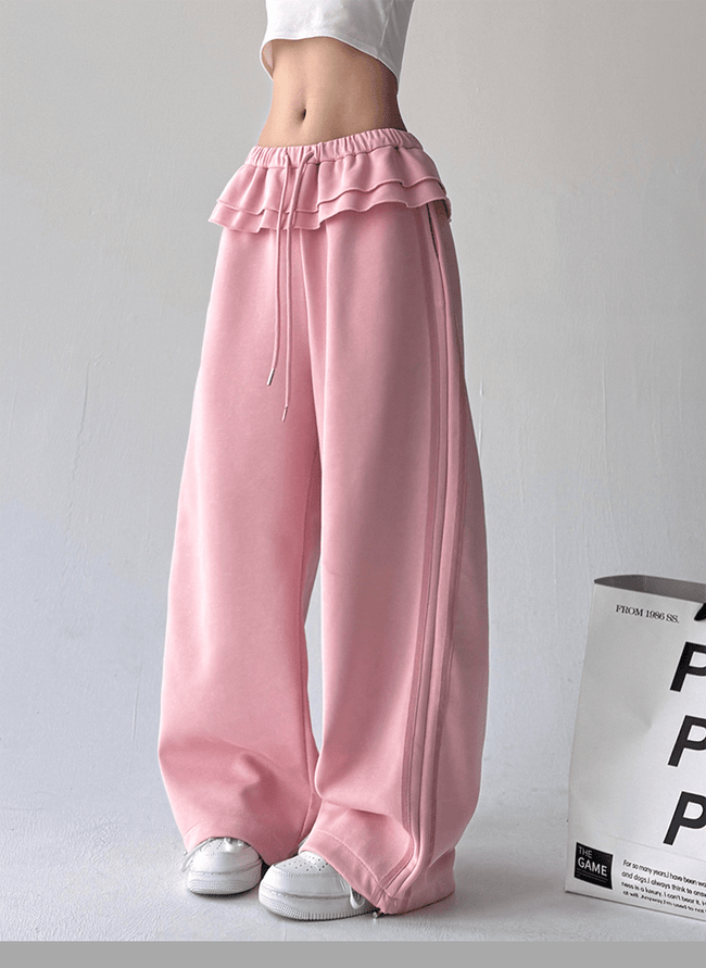 Ruffle‑Waist Wide‑Leg Sweatpants - COPPING THREADS - CT Select Hover Image