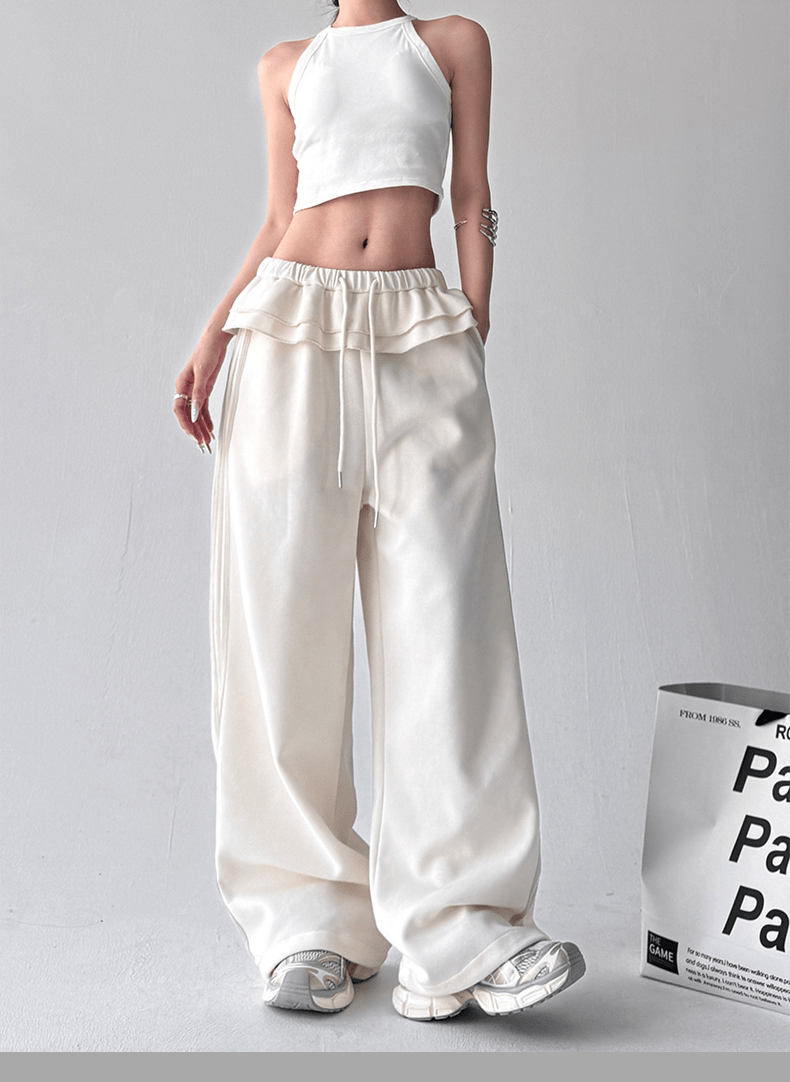 Ruffle‑Waist Wide‑Leg Sweatpants - COPPING THREADS - CT Select