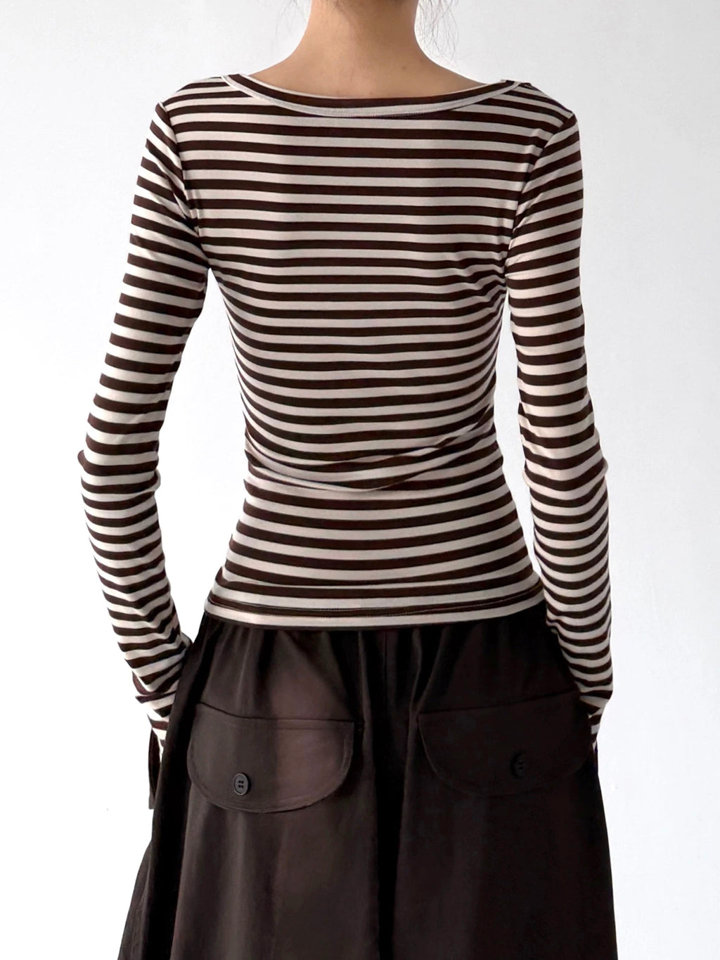 Scoop-Neck Striped Long-Sleeve T-Shirt - COPPING THREADS - CT ORIGINALS