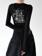 Script-Print Long-Sleeve Top - CT66246 - COPPING THREADS - CT ORIGINALS