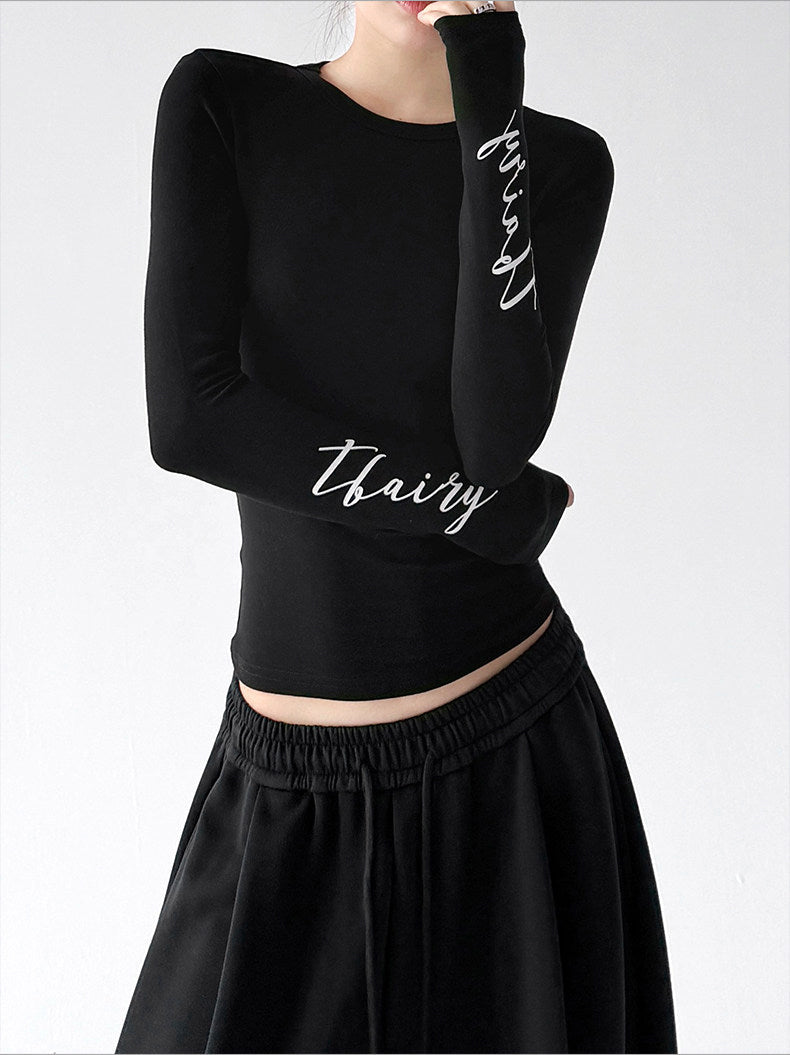 Script-Print Long-Sleeve Top - CT66246 - COPPING THREADS - CT ORIGINALS