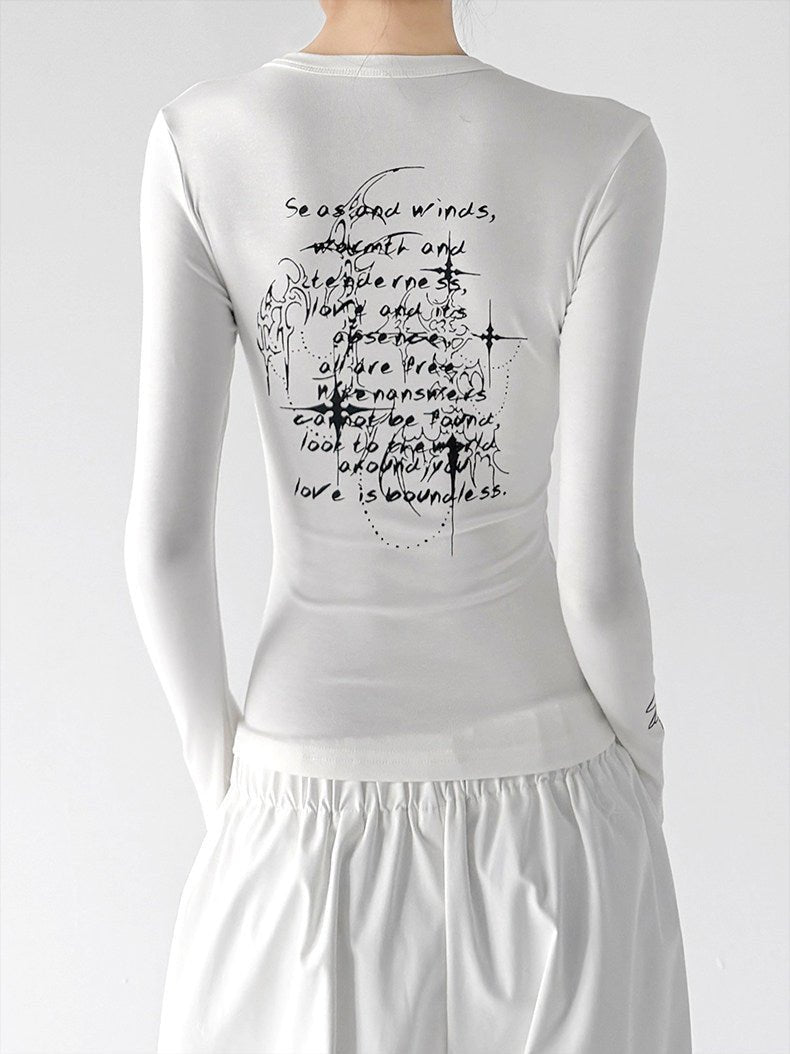 Script-Print Long-Sleeve Top - CT66246 - COPPING THREADS - CT ORIGINALS Main image