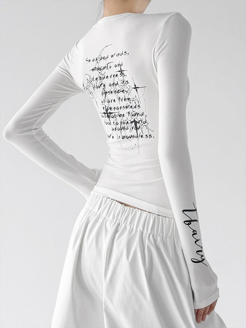Script-Print Long-Sleeve Top - CT66246 - COPPING THREADS - CT ORIGINALS