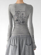 Script-Print Long-Sleeve Top - CT66246 - COPPING THREADS - CT ORIGINALS